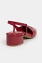 Harmony Red Rustic Patterned Belt Detail Short Heeled Women's Ballerinas - 8