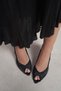 Betty Black Satin Open Toe Women's Heeled Shoes - 7