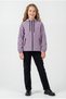 Girl's Plum Lined Water and Windproof Double Zipper Hooded Raincoat & Windbreaker - 2
