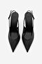 Women's Stiletto Pointed Toe Open Back V-Neck Hand Knitted Classic Heeled Shoes Nules Black - 4