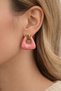 Pink Marble Patterned Women's Earrings with Gold Detail – Modern Design (Tarnish-Resistant, Allergy-Free 316 Steel) - 2