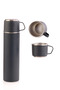 Luxury Steel Thermos Set with 3 Cups - 500 ml Vacuum Insulated Anthracite Thermos Set - 3