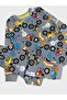 Boy's 100% Cotton Gray Off-Road Vehicle Jeep Patterned Long Sleeve Pajama Set - 3