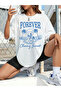 Cowgirl Summer Mix Printed Oversize Crew Neck Short Sleeve White Women's Tshirt - 2