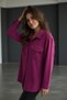 Classic Pattern Fuchsia Shirt Jacket with Flap Pockets - 5