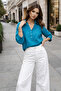 Women's Double-Breasted Collar Half Placket Buttoned Blouse