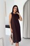 Women's Sleeveless Brown Midi Dress - 2