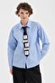 Women's Tie Detailed Comfortable Fit Long Sleeve Design Shirt