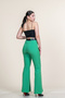 Women's Summer Green High Waist Spanish Flare Pants with Belt Casual Daily Office Stylish 3950 - 2