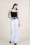 Women's Summer White High Waist Spanish Flare Pants with Belt Casual Daily Office Stylish 3950 - 3