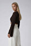 Acı Kahve Double-Breasted Collar Spanish Sleeve Crop Blouse - 5