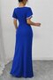 Women's Short Sleeve Square Collar Crepe Dress with Front Cross Cut Detail - 3