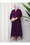 Women's Velvet Flock Patterned Tulle Skirt Set with Lining and Lace - 6
