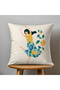 Double-Sided Digital Print Throw Pillow Cover - Floral & Woman Pattern / Flower & Woman Design - 2