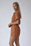 Cinnamon Shirt Collar Double Pockets Sofia Linen Shorts Overalls Alc-X11611 - 5