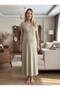 New Season Green Maternity Summer Nightgown with Nursing Features and Lace Detailed Design Short Sleeve Nightgown - 6