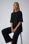 Black Crew Neck Lace Detailed Oversize Wrinkled Blouse and Wide Leg Pants Set Alc-X15453 - 3