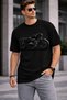 Men's Oversize T-Shirt Black Motor Printed 100% Cotton T-Shirt Comfortable Fit