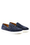 Genuine Suede Leather Navy Blue Knitted Detailed Loafer Men's Shoes - 4657 - 2
