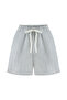 Women's Ecru Cotton Striped Mini Shorts with Tie Detail - 4