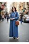 Women's Denim Dress Buttoned Embroidered Dress - 3