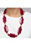 Cherry pink color special design necklace with gold details. - 2