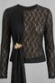 Women's Black Lace Detailed Asymmetrical Brooch Stylish Blouse Special Design 4751
