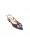 Genuine Leather Black Floral Detailed Slingback Women's Ballerinas - 4