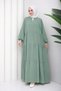 Long Sleeve Muslin Fabric Buttoned Dress - 2