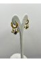Steel Gold Zircon Stone Evil Eye Earrings - 6