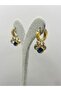 Steel Gold Zircon Stone Evil Eye Earrings - 2