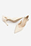 Women's Stiletto Pointed Toe Knitted Pattern Open Sides Classic Heeled Shoes Tagilo Ecru - 7