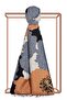 Black Copper Blue Hydrangea Basket Patterned Silk Shawl