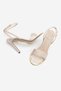 Women's Oval Toe Ankle Strap Gold Metal Frame Classic Heeled Sandals Dospin Beige Satin - 7
