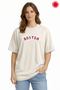 Unisex Oversize T-Shirt 100% Cotton Beige Boston Printed Basic Loose Comfortable Summer Men's Women's T-Shirt