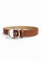 Women's Tan Ring Buckle Belt Silver Buckle Jacket Belt Jeans Belt Casual Stylish Belt - 3