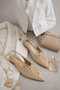 Women's Beige Pointed Toe Lace-Up Ballerina Casual Orthopedic Sole Shoes - 3