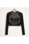 Women's Black Blouse with Stones - 3