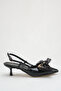 Women's Bow-Tie Open Back Short Pointed Heeled Shoes Black - 6