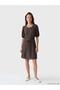 Lcw Grace Brown Crew Neck A-Line Mini Dress in Polka Dot Pieces