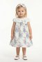 Floral Printed Baby Girl Special Occasion Evening Dress Bandana Set 6-12-18-24 Months 36197Pr - 3