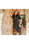 Women's Hijab Swimsuit Half Covered Patterned Short Sleeve Zippered Sea Swimsuit Set - 2