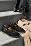 Naty Black Suede Studded (2 cm Heeled) Round Toe Loafer Shoes with Studded Detail - 6