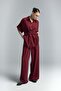 Tie-Waist Kimono Shirt - Burgundy - 3