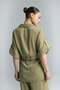 Tie-Waist Kimono Shirt - Khaki - 8