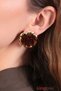 Mngo Model Amber Color Combined Flower Earrings-Retro Style Resin Rose Detailed Gold Framed Earrings - 5