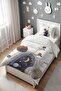 Teddy Bear Patterned Single Baby Kids Bedding Set in Space - 3