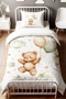 Flying Teddy Bear Patterned Single Baby Kids Bedding Set - 2