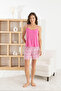 Women's Milan Fabric Rope Strap Shorts Pink Pajama Set