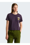Nf0A8G9Qg5O1-W Flora Embro Regular Purple Round Regular Fit Printed Women's T-Shirt